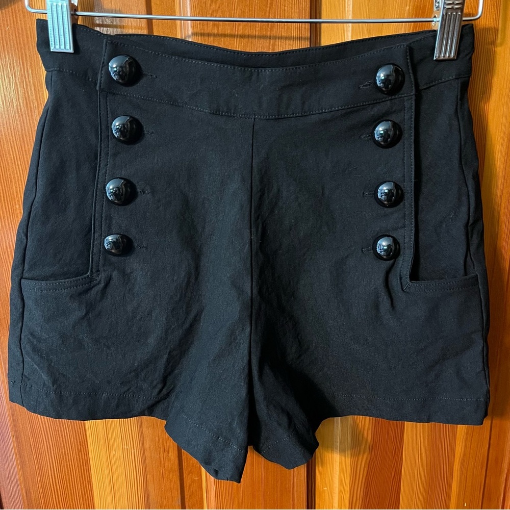 Voodoo Vixen Pin Up Black Shorts Womens Small Rockabilly 50s Style Stylish - Picture 2 of 12